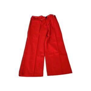 Vintage Laurenté Womens Pants Red Size 40 Polyester Blend Belted Elastic Waist